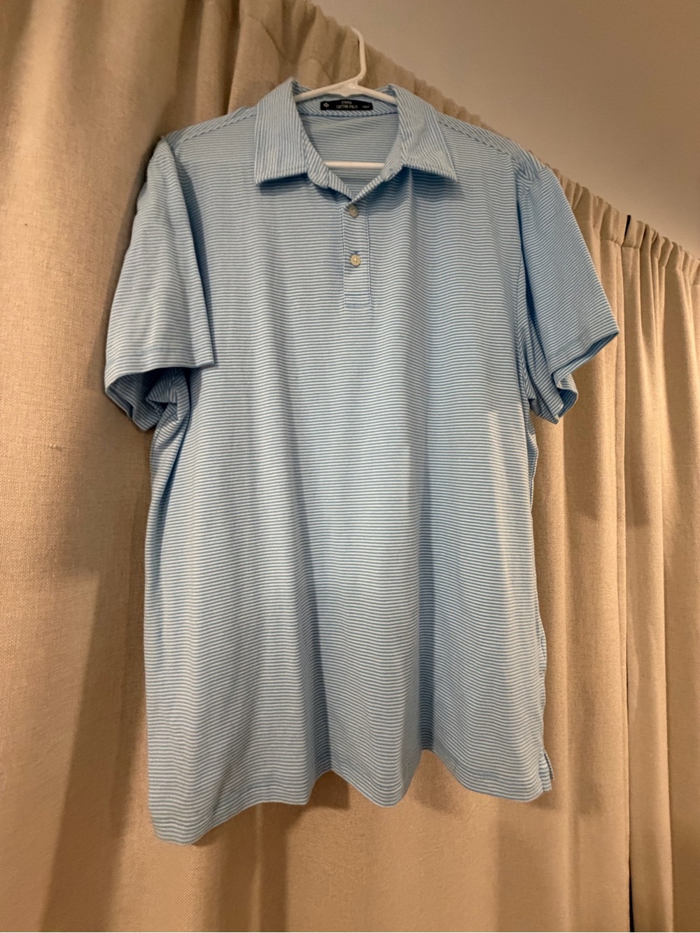 Men's Light Blue Striped Polo Shirt